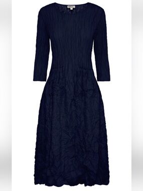 Alquema 3/4 Sleeve Smash Pocket Dress in Midnight Dark Navy